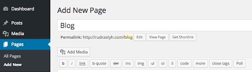 Add new page Blog